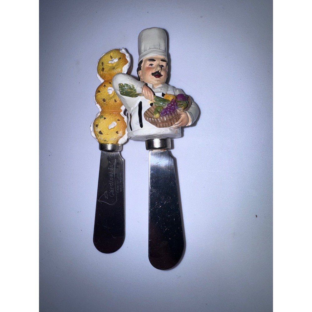 Cardinal Inc Italian Chef and Bagels Cheese Spreader Set‎ Stainless Steel 2pc